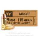Bulk 9mm Service Grade Ammo For Sale - 115 Grain FMJ Ammunition in Stock by Winchester - 1000 Rounds