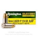 Remington Golden Saber 9mm +P Ammo For Sale - 124 Grain BJHP - 20 Rounds