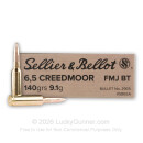 6.5 Creedmoor - 140 Grain FMJBT - Sellier & Bellot - 500 Rounds