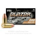 Blazer Brass 9mm Ammo For Sale - 115 Grain FMJ - 200 Rounds