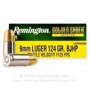 Remington Golden Saber 9mm Ammo For Sale - 124 Grain BJHP - 20 Rounds