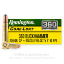 Premium 360 Buckhammer Ammo For Sale - 200 Grain SP Ammunition in Stock by Remington Core-Lokt - 20 Rounds