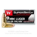 9mm - 124 Grain FMJ RN - Winchester Super Match Minor Power Factor - 500 Rounds