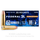 Premium 450 Bushmaster Ammo For Sale - 300 Grain JHP Ammunition in Stock by Federal Power-Shok - 20 Rounds