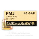 Sellier & Bellot 45 GAP Ammo In Stock - 230 gr FMJ 45 GAP Ammunition For Sale