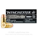Winchester Super Suppressed 45 ACP Ammo For Sale - 230 Grain FMJ Encapsulated - 50 Rounds