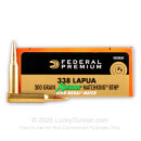 338 Lapua Magnum Federal Premium Ammunition - 300 Grain Hollow Point Boat-Tail Ammo - 20 Rounds
