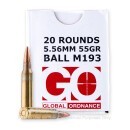 Global Ordnance 5.56x45 Ammo For Sale - 55 Grain FMJ M193 - 20 Rounds
