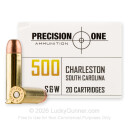 Premium 500 S&W Magnum Ammo For Sale - 350 Grain FMJ Ammunition in Stock by Precision One - 20 Rounds