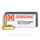 Premium 450 Bushmaster Ammo For Sale - 395 Grain Sub-X Ammunition in Stock by Hornady Subsonic - 20 Rounds