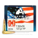 Premium 7.62x39 Ammo For Sale - 123 Grain HP Match Ammunition in Stock by Hornady American Gunner - 50 Rounds