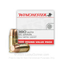 380 Auto Ammo In Stock - 95 gr FMJ - 380 ACP Ammunition by Winchester USA For Sale - 100 Round Value Pack