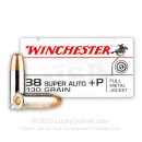 Bulk 38 Super +P Ammo For Sale - 130 Grain FMJ Ammunition in Stock by Winchester USA - 500 Rounds