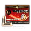 Premium 40 S&W Ammo For Sale - 165 Grain Jacketed Hollow Point Ammunition in Stock by Federal Hydra-Shok Deep - 20 Rounds