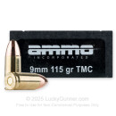 Cheap 9mm Ammo For Sale - 115 Grain TMJ Ammunition in Stock by Ammo Inc. - 50 Rounds
