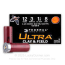 Bulk 12 Gauge Ammo - 2-3/4" Lead Shot Target shells - 1-1/8 oz - #8 - Federal Ultra Clay & Field - 250 Rounds
