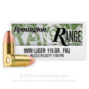 Remington Range 9mm Ammo For Sale - 115 Grain FMJ - 1000 Rounds