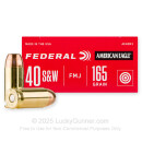 40 S&W Ammo - 165 Grain FMJ - Federal American Eagle 40 cal Ammunition - 50 Rounds