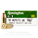 32 ACP Ammo For Sale - 71 gr FMJ Remington UMC Ammo Online