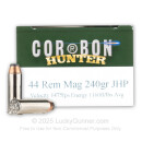 Cheap 44 Mag Ammo For Sale - 240 Grain JHP Ammunition in Stock by Corbon Hunter - 20 Rounds