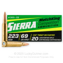 Premium 223 Rem Ammo For Sale - 69 Grain HPBT MatchKing Ammunition in Stock by Sierra MatchKing Competition - 20 Rounds