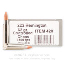 Underwood 223 Rem Ammo For Sale - 62 Grain Controlled Chaos - 20 Rounds