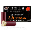 Bulk 12 Gauge Ammo - 2-3/4" Lead Shot Clay and Field shells - 1-1/8 oz - #8 - Federal Ultra - 250 Rounds