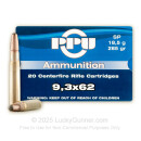 Cheap 9.3x62mm Ammo For Sale - 285 Grain SP Ammunition in Stock by Prvi Partizan - 20 Rounds