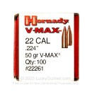 Bulk 223 Rem (.224) Bullets for Sale - 50 Grain V-Max Polymer Tip Bullets in Stock by Hornady - 100
