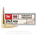 Bulk 243 Ammo For Sale - 80 Grain JSP Ammunition in Stock by Winchester Super-X - 200 Rounds