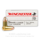 9mm Ammo - 124 gr FMJ - WinUSA Ammunition - 50 Rounds