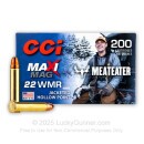 Cheap 22 WMR Ammo For Sale - 40 Grain JHP Ammunition in Stock by CCI Maxi-Mag MeatEater Edition - 200 Rounds