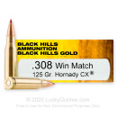 Black Hills Gold 308 Ammo For Sale - 125 Grain CX - 20 Rounds