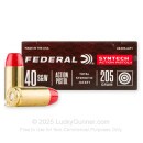 Premium 40 S&W Ammo For Sale - 205 Grain Total Synthetic Jacket Ammunition in Stock by Federal Syntech Action Pistol - 500 Rounds