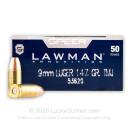 9mm Ammo For Sale - 147 gr TMJ Speer LAWMAN Ammunition In Stock - 50 Rounds