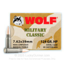 Cheap Wolf WPA  Military Classic 7.62x39 Ammo For Sale - 124 grain HP hollow point Ammo Online - 20 Rounds