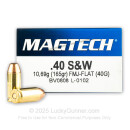 40 S&W Subsonic Ammo For Sale - 165 gr FMJ - Magtech Ammunition In Stock