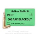 Cheap 300 AAC Blackout Ammo For Sale - 124 Grain FMJ Ammunition in Stock by Sellier & Bellot - 20 Rounds