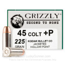 Grizzly 45 Colt +P Ammo For Sale - 225 Grain JHP - 20 Rounds