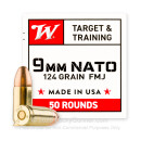 Bulk 9mm NATO Ammo For Sale - 124 Grain FMJ Ammunition in Stock by Winchester - 1000 Rounds