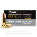 Bulk 9mm Ammo For Sale - 115 Grain V-Crown JHP Ammunition in Stock by Sig Sauer Elite Performance - 500 Rounds