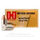 Hornady Critical Defense 45 ACP +P Ammo For Sale - 185 Grain JHP - 20 Rounds