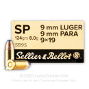 Sellier & Bellot 9mm Ammo For Sale - 124 Grain SP - 1000 Rounds