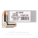 Underwood 40 S&W Ammo For Sale - 135 Grain JHP - 20 Rounds