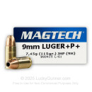 9mm Luger Ammo For Sale - 115 gr +P JHP Magtech Ammunition In Stock