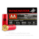 12 Gauge Ammo - 2-3/4" Lead Shot Heavy Target shells - 1-1/8 oz - #8 - Winchester AA - 250 Rounds