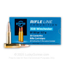 Cheap Brass Cased 308 Win Prvi Partizan 150 grain SP Ammunition - 20 Rounds