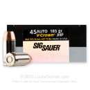 Premium 45 ACP Ammo For Sale - 185 Grain JHP Ammunition in Stock by Sig Sauer Elite Performance - 20 Rounds