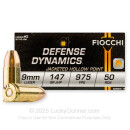 Fiocchi 9mm Ammo - 147 gr JHP