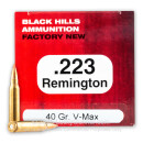 Premium 223 Rem Ammo For Sale - 40 Grain V-Max Ammunition in Stock by Black Hills - 50 Rounds